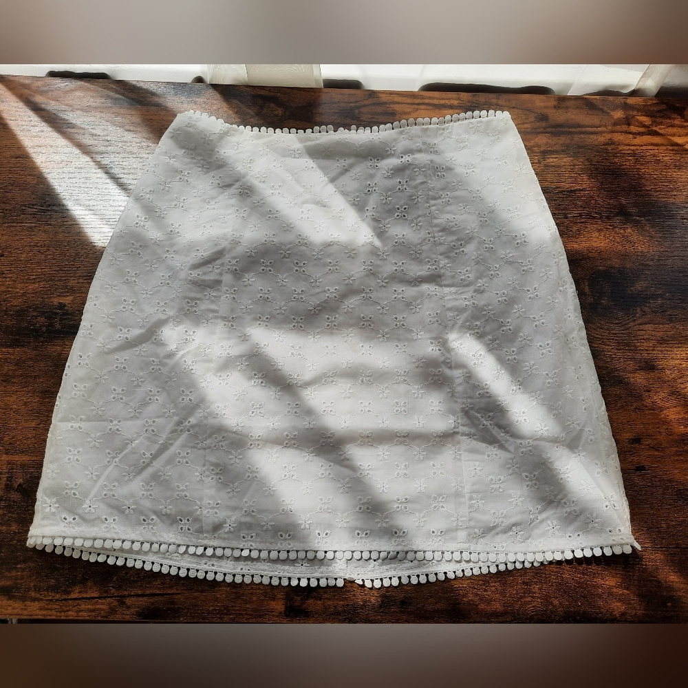 White Laced Trim Mini Skirt